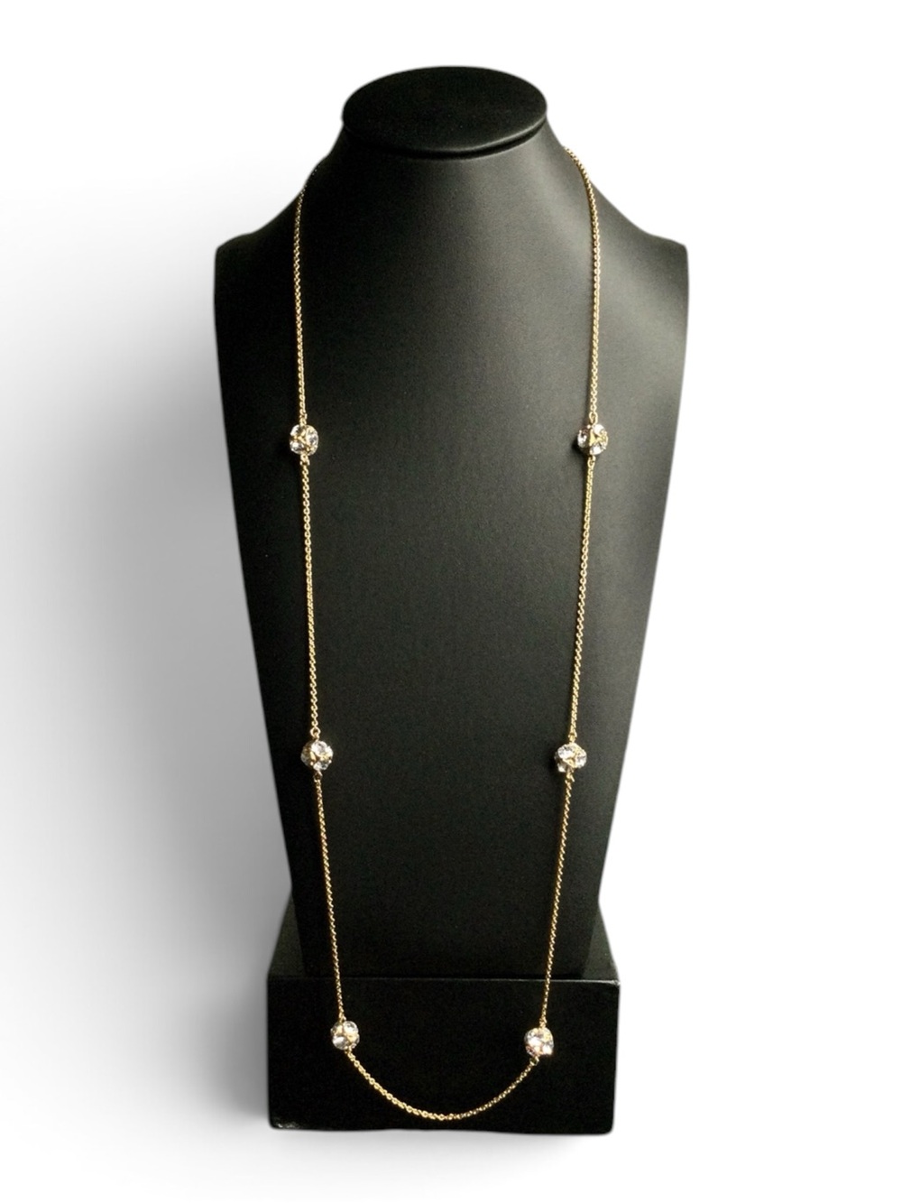 Kate Spade Gold Crystal Station Necklace AB Sparkle Adjustable - Picture 5 of 15